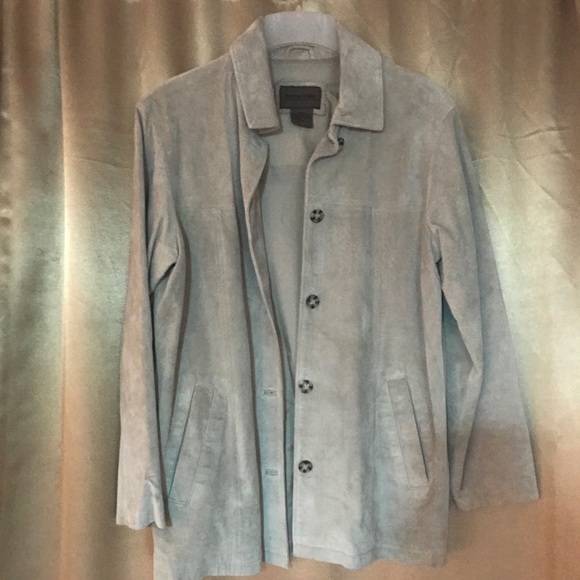 Women’s Taupe Suede Button Front Jacket - Picture 1 of 3